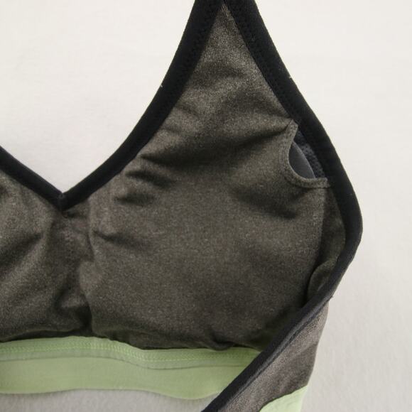 Nike Sports Bra Gray Green Black Dri-FIT V-Neck Racerback Strappy Mesh Size M - Picture 8 of 11